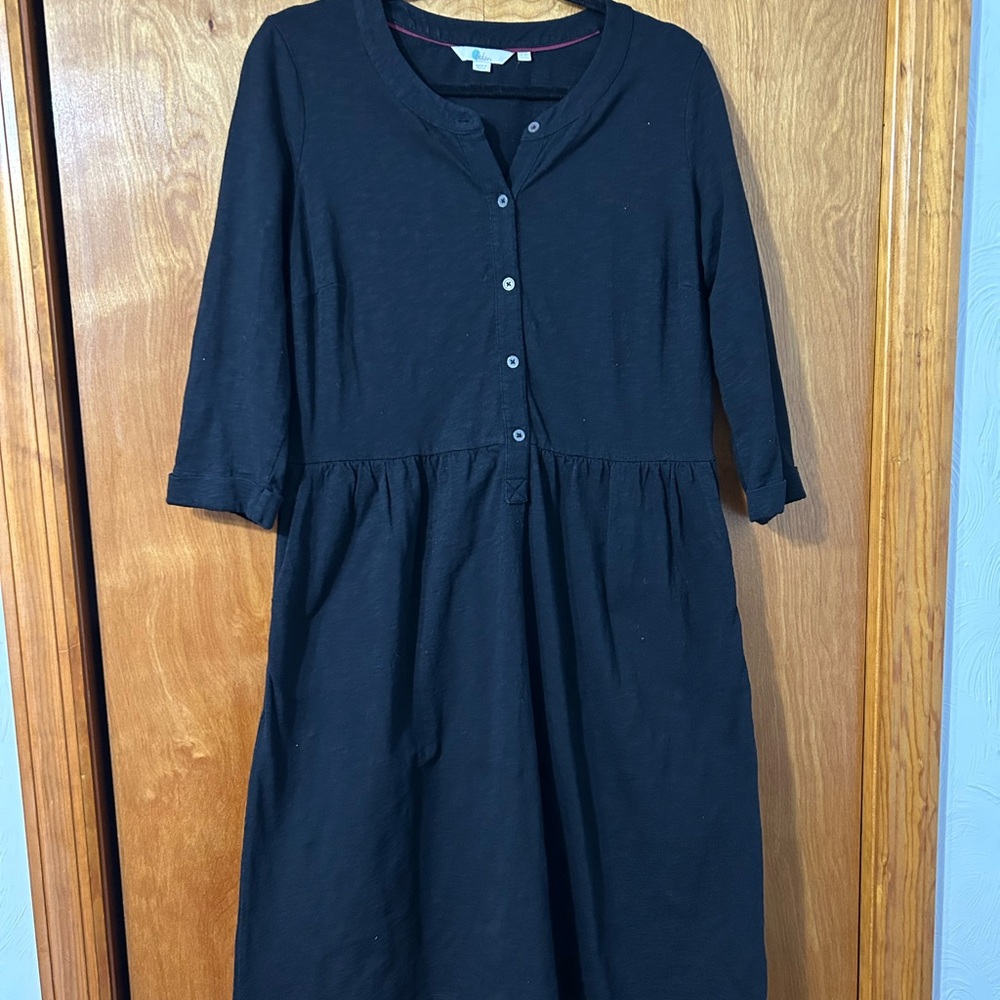 Boden Black Button-Front Dress